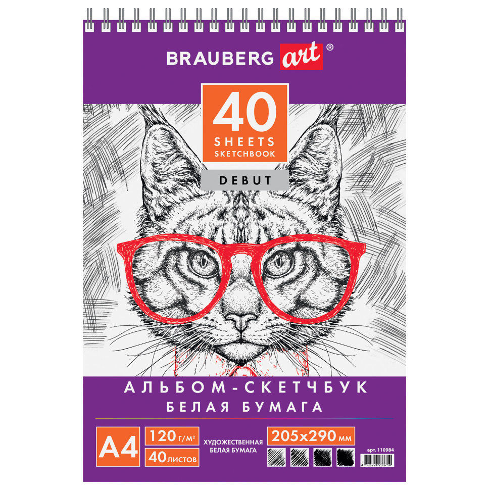 Скетчбук 205х290 мм Debut 40 листов, 120 г/м2 110984 цена за 4 шт , 